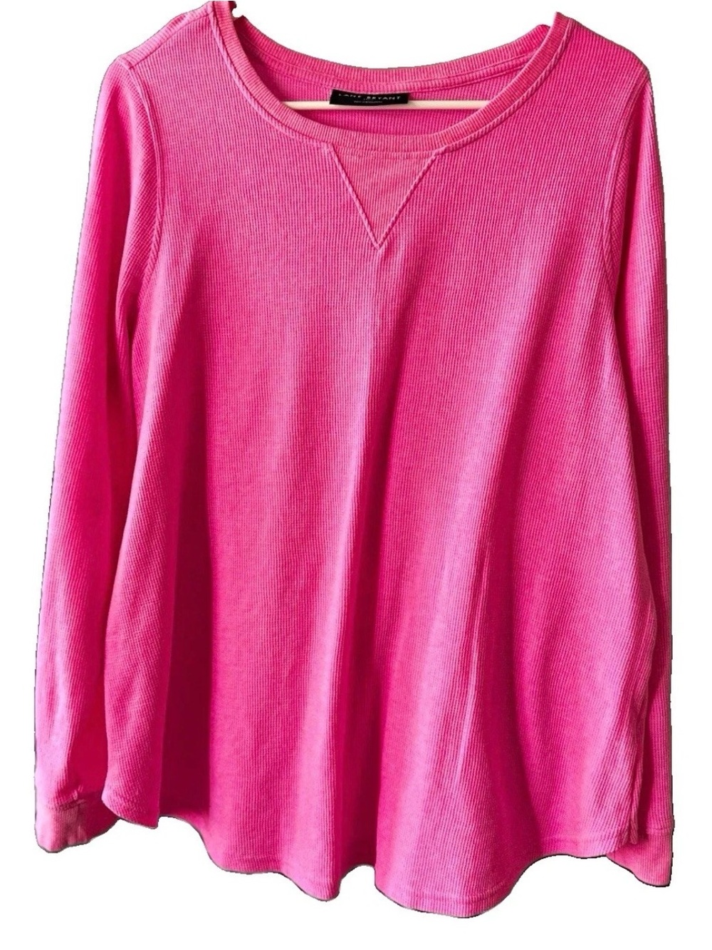 Lane Bryant Hot Pink Crewneck Waffle-Knit Sweater